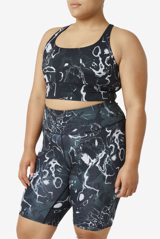 PPH0J1832 mármore preto FILA sutiã uplift cross back top fila preto mármore