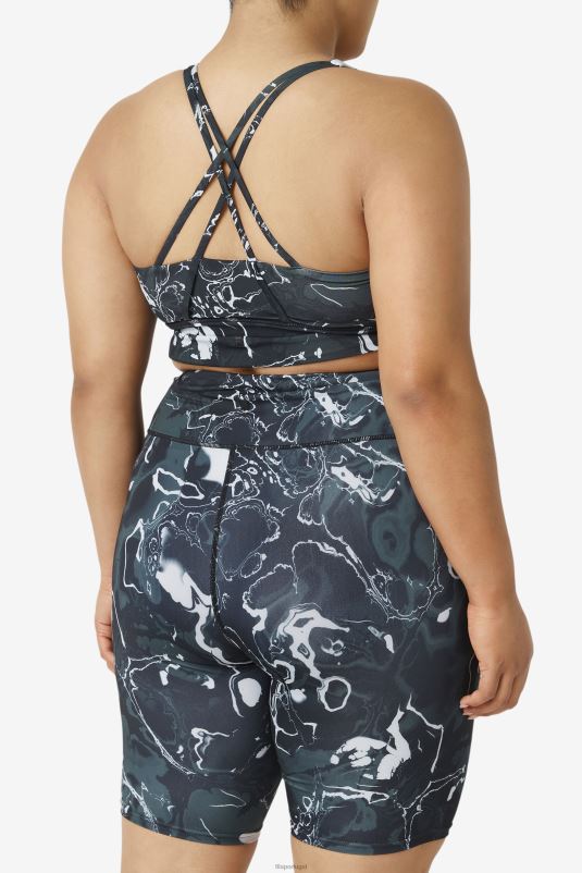 PPH0J1832 mármore preto FILA sutiã uplift cross back top fila preto mármore