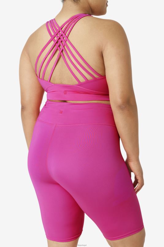 PPH0J1839 Rosa brilhante FILA sutiã esportivo fila uplift rosa brilhante com gola alta