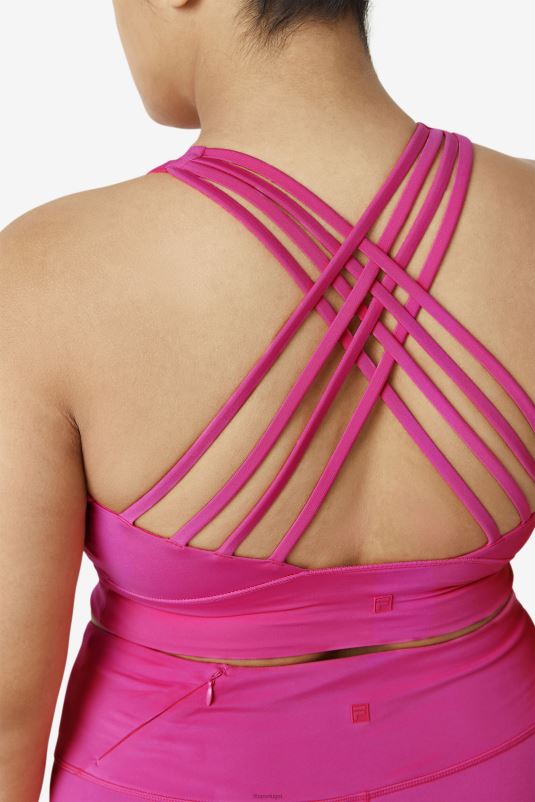 PPH0J1839 Rosa brilhante FILA sutiã esportivo fila uplift rosa brilhante com gola alta