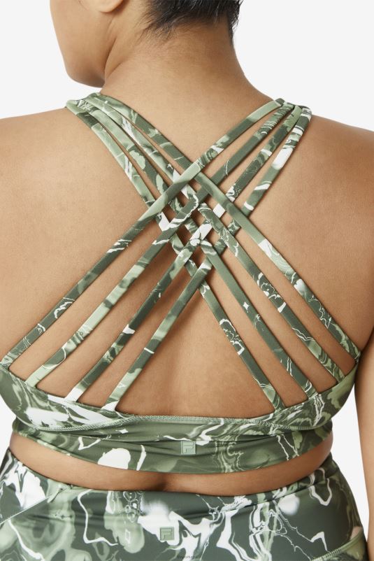 PPH0J1842 mármore de manjericão FILA manjericão mármore uplift sutiã esportivo com gola alta fila