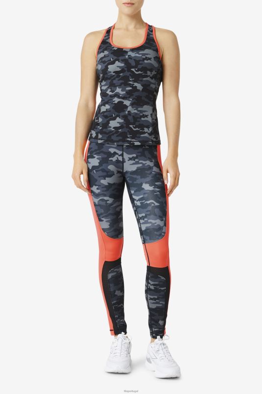 PPH0J1870 camuflagem escura/coral quente/preto FILA regata fila dark camo/hot coral/preto uplift colorblock racerback