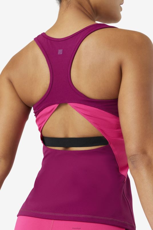 PPH0J1875 roxo magenta/rosa brilhante FILA regata fila uplift aberta racerback magenta roxo/rosa brilhante