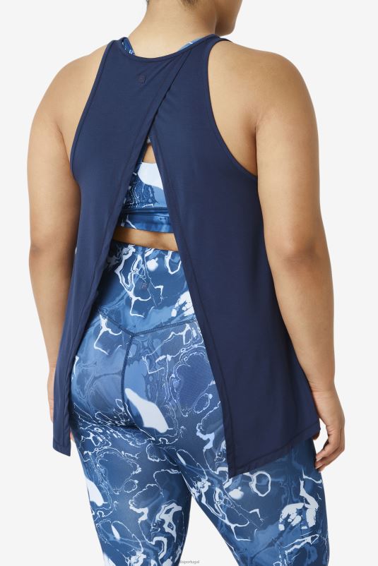 PPH0J1915 marinha FILA fila fi-lux regata com costas abertas azul marinho