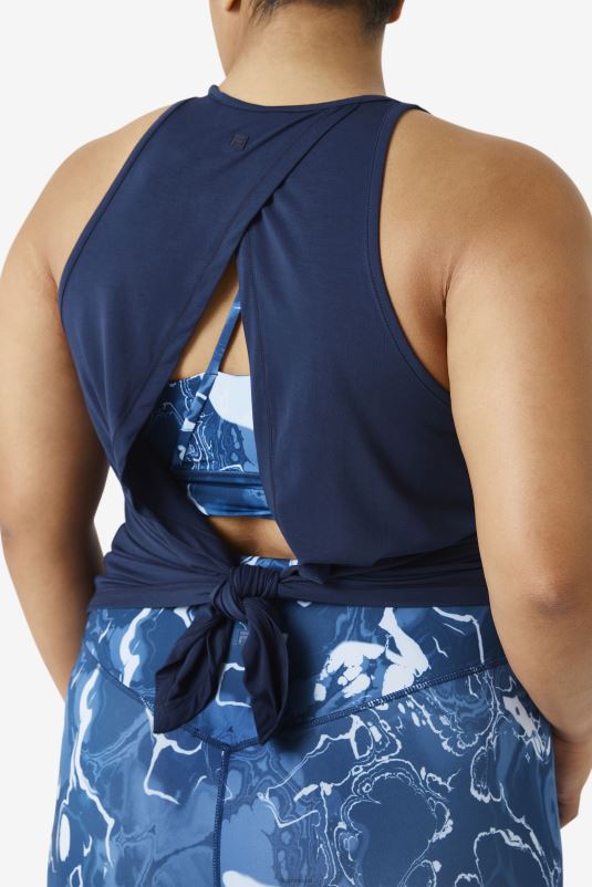 PPH0J1915 marinha FILA fila fi-lux regata com costas abertas azul marinho