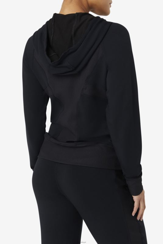 PPH0J1932 preto FILA fila com capuz com capuz com textura preta fi-lux