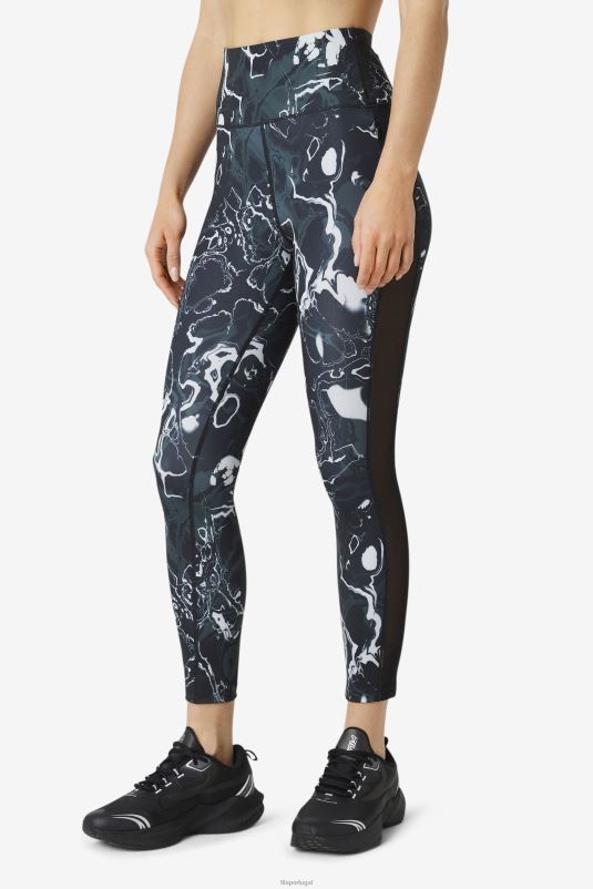 PPH0J1964 mármore preto FILA legging forza contraste 7/8 fila preto mármore