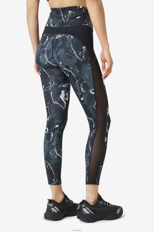 PPH0J1964 mármore preto FILA legging forza contraste 7/8 fila preto mármore