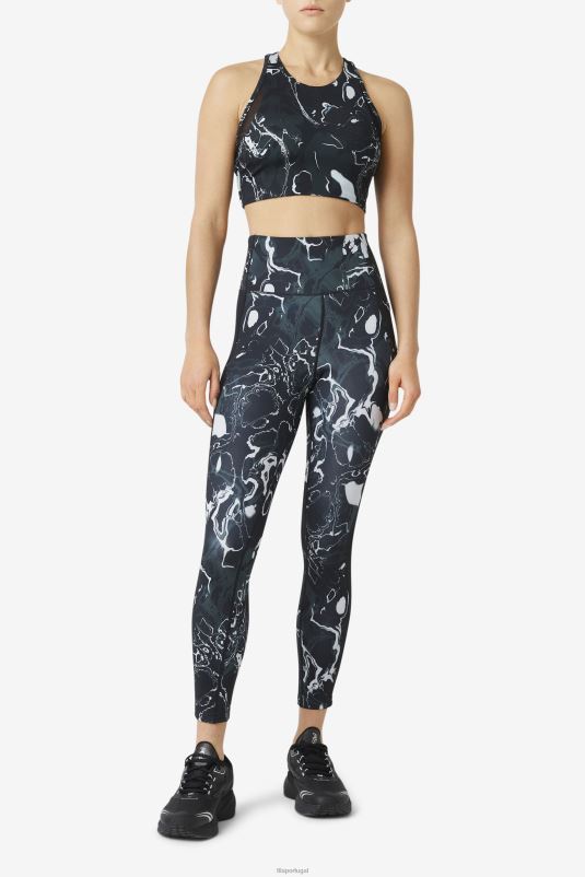 PPH0J1964 mármore preto FILA legging forza contraste 7/8 fila preto mármore
