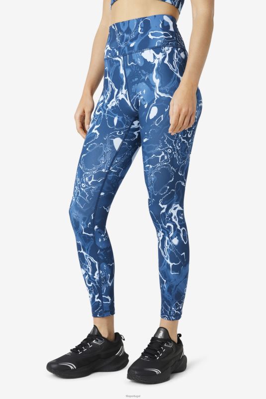 PPH0J1969 mármore marinho FILA fila forza elegante 7/8 leggings azul marinho