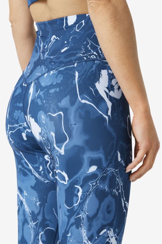 PPH0J1969 mármore marinho FILA fila forza elegante 7/8 leggings azul marinho