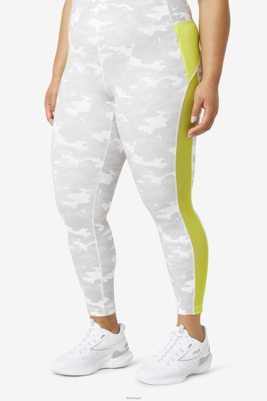 PPH0J1978 branco/enxofre FILA legging fila white/sulfur forza contraste 7/8