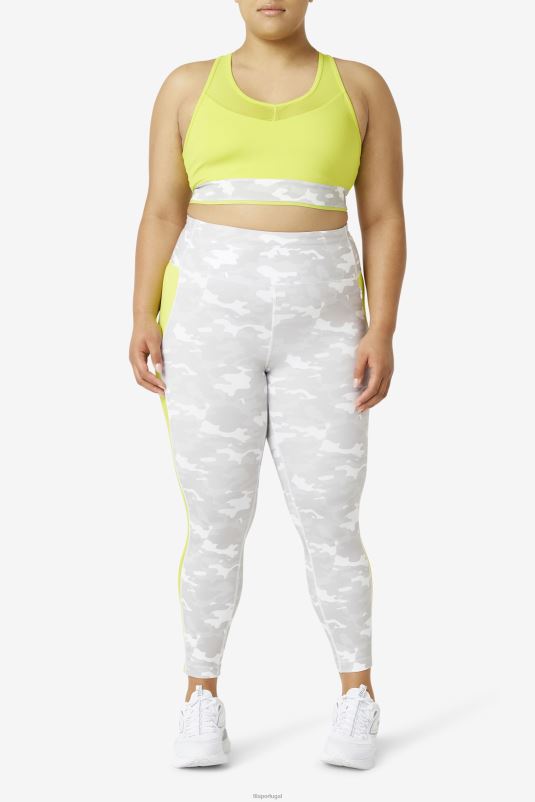 PPH0J1978 branco/enxofre FILA legging fila white/sulfur forza contraste 7/8