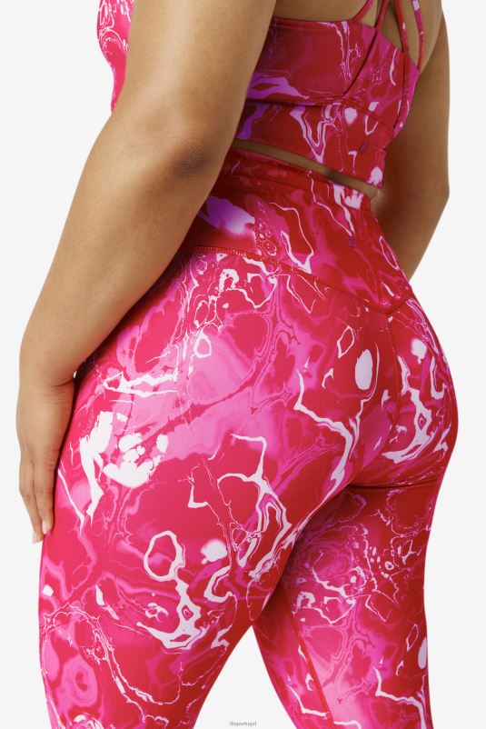 PPH0J1989 mármore rosa FILA legging fila forza elegante 7/8 em mármore rosa