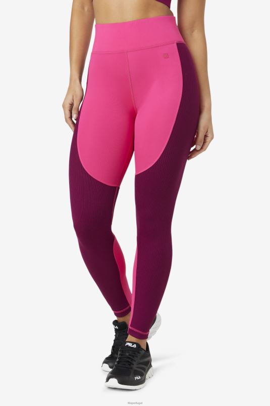 PPH0J1990 rosa brilhante/roxo magenta FILA legging longa fila texturizada rosa brilhante/magenta roxo forza