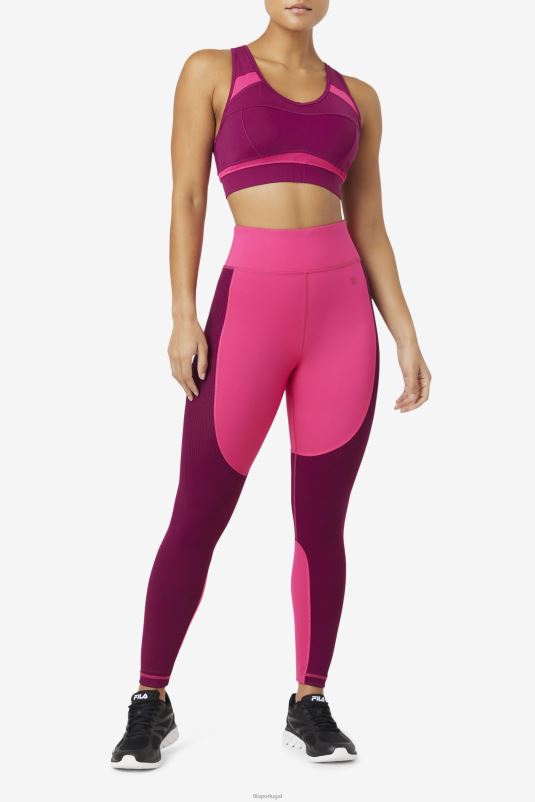 PPH0J1990 rosa brilhante/roxo magenta FILA legging longa fila texturizada rosa brilhante/magenta roxo forza