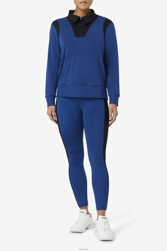 PPH0J1997 peônia marinho/preta FILA legging forza textura cintura alta azul peônia/preta fila