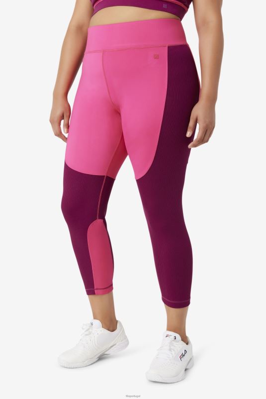 PPH0J2003 rosa brilhante/roxo magenta FILA legging longa texturizada forza rosa brilhante/magenta roxo fila