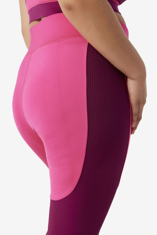 PPH0J2003 rosa brilhante/roxo magenta FILA legging longa texturizada forza rosa brilhante/magenta roxo fila