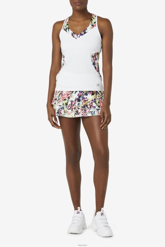 PPH0J2033 estampa floral multicolorida/branca FILA regata pickleball halter multicolor estampa floral/branco fila