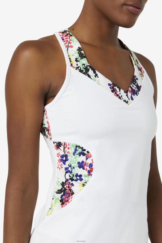 PPH0J2033 estampa floral multicolorida/branca FILA regata pickleball halter multicolor estampa floral/branco fila