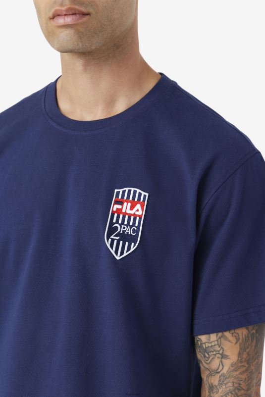 PPH0J215 marinha FILA 2pac patch tee fila azul marinho