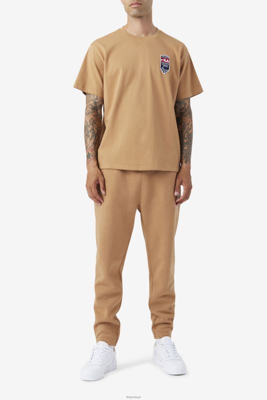 PPH0J217 marrom tabaco FILA fila 2pac patch tee marrom tabaco