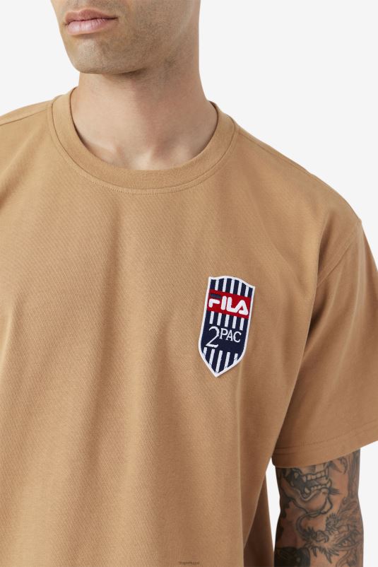 PPH0J217 marrom tabaco FILA fila 2pac patch tee marrom tabaco