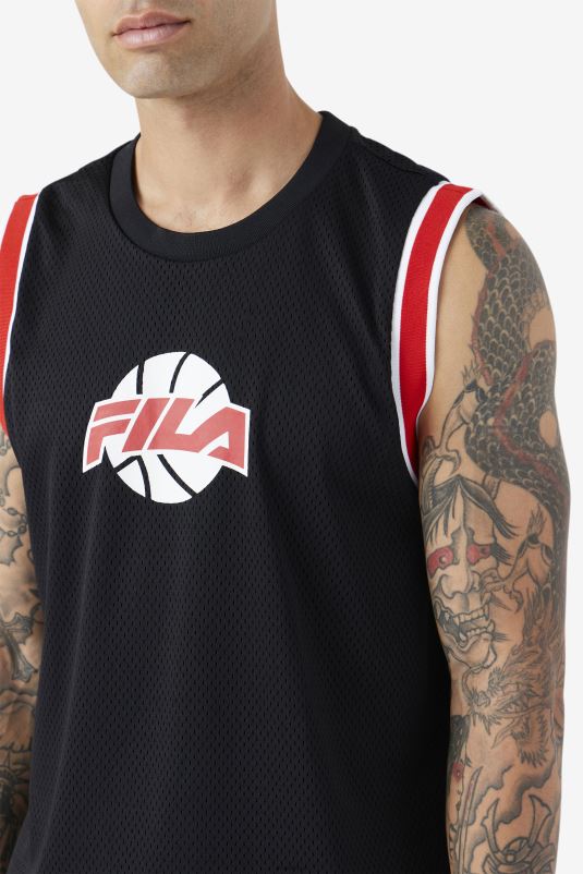 PPH0J219 preto/vermelho/branco FILA camisa de basquete fila ovi preta/vermelha/branca