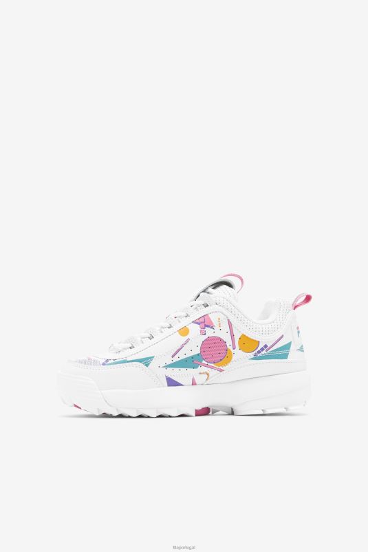 PPH0J2198 branco/chiclete/azul FILA disruptor 2 premium fila infantil branco/bubblegum/azul