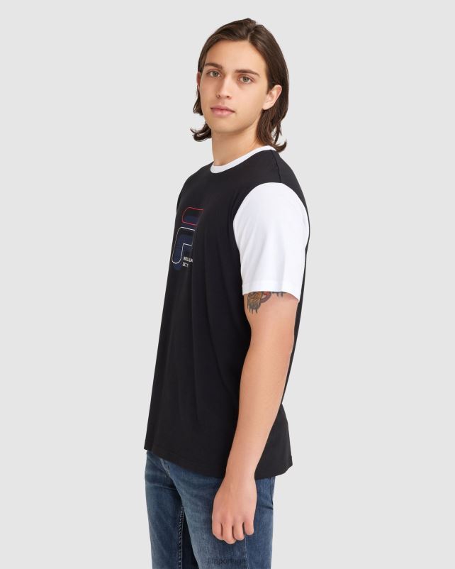 PPH0J2364 preto FILA camiseta fila lennox masculina preta