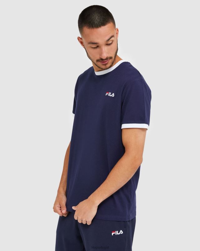 PPH0J2483 nova marinha FILA camiseta ringer masculina clássica nova fila azul marinho