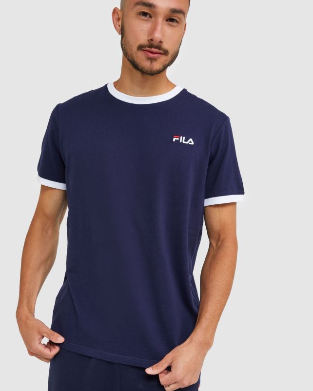 PPH0J2483 nova marinha FILA camiseta ringer masculina clássica nova fila azul marinho
