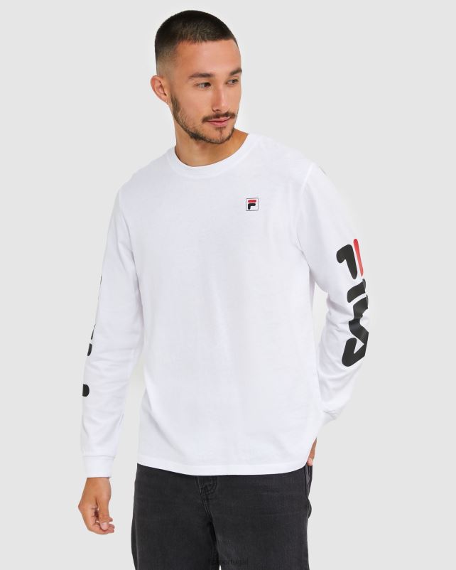 PPH0J2498 branco FILA camiseta masculina clássica manga longa fila branca