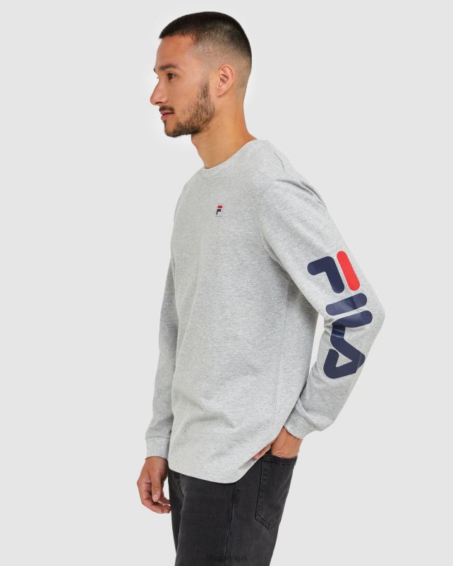 PPH0J2501 mármore prateado FILA camiseta clássica masculina manga longa silver marle fila