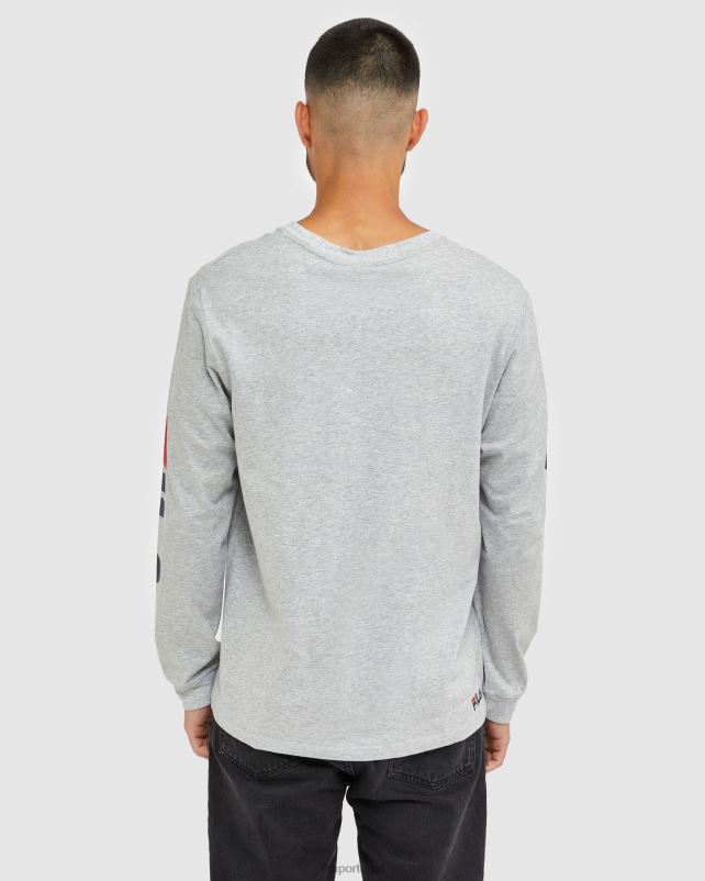 PPH0J2501 mármore prateado FILA camiseta clássica masculina manga longa silver marle fila
