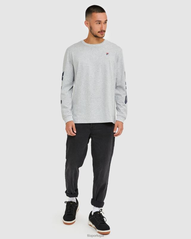 PPH0J2501 mármore prateado FILA camiseta clássica masculina manga longa silver marle fila