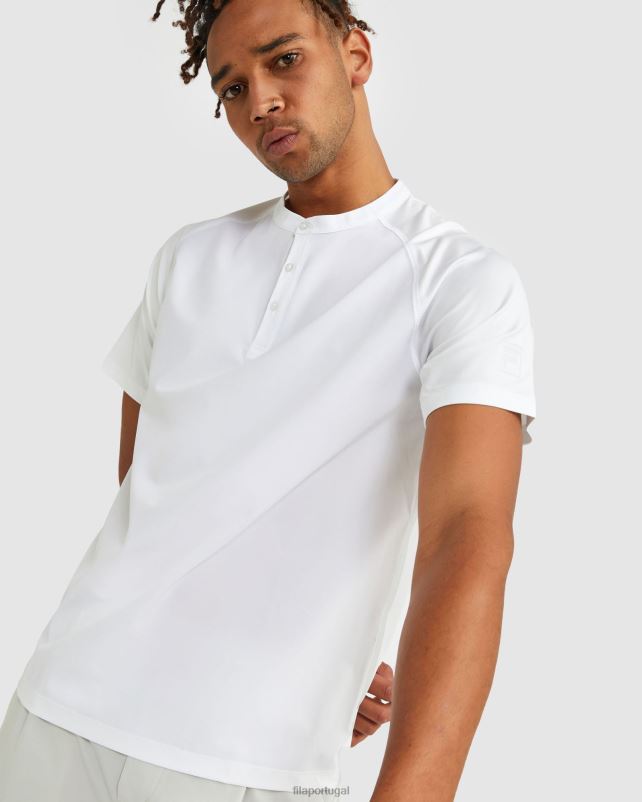 PPH0J2527 branco FILA camiseta fila masculina henley gola alta branca
