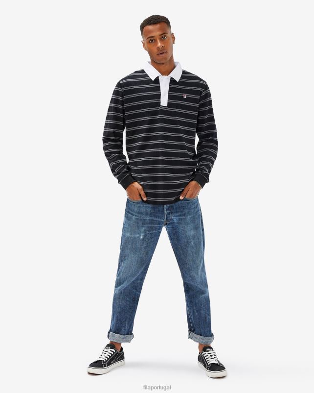 PPH0J2562 preto FILA polo fila rugby masculino preto