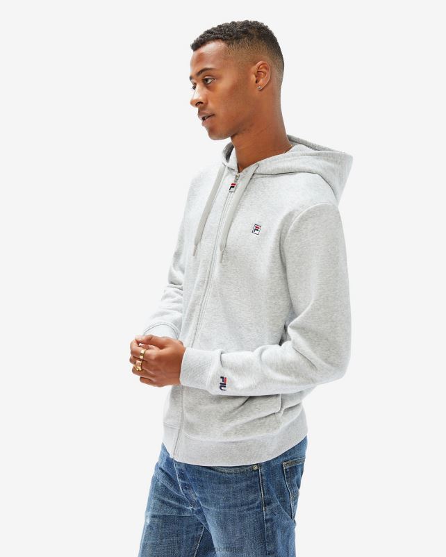 PPH0J2645 mármore prateado FILA emblema unissex 20 zip capuz prata marle fila