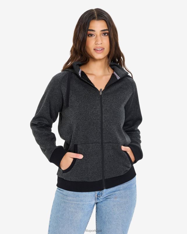 PPH0J2651 mármore preto FILA jaqueta romana zip unissex preta marle fila