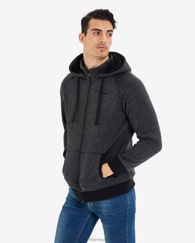 PPH0J2651 mármore preto FILA jaqueta romana zip unissex preta marle fila