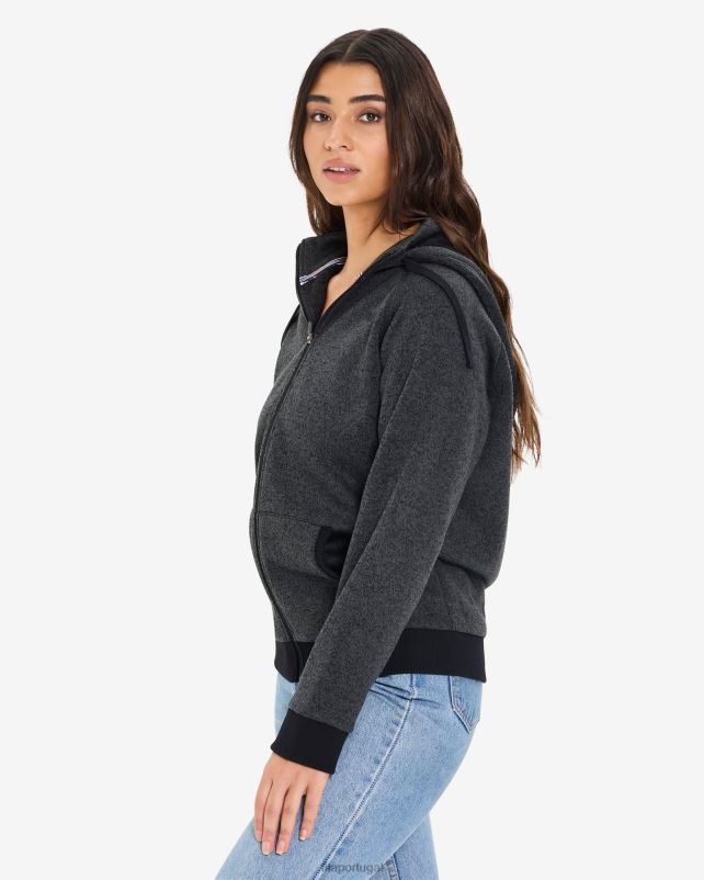 PPH0J2651 mármore preto FILA jaqueta romana zip unissex preta marle fila