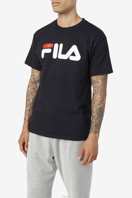 PPH0J267 preto/branco/vermelho FILA camiseta fila masculina com logo preto/branco/vermelho