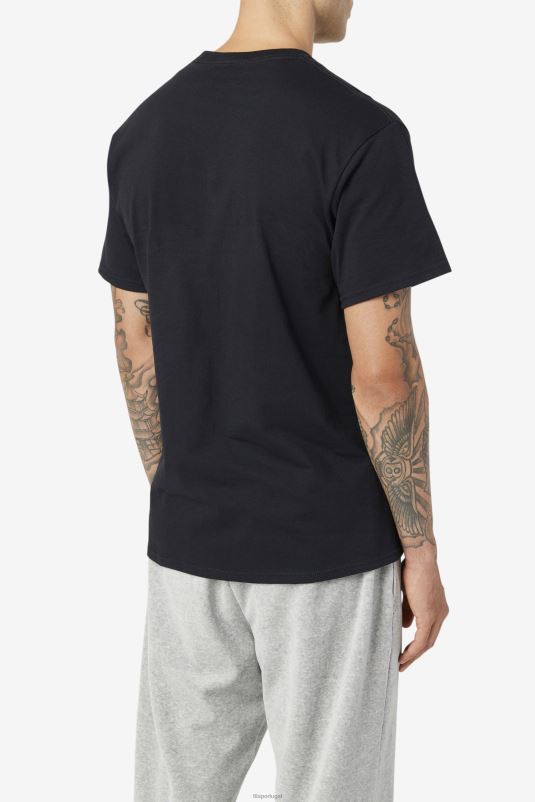 PPH0J267 preto/branco/vermelho FILA camiseta fila masculina com logo preto/branco/vermelho