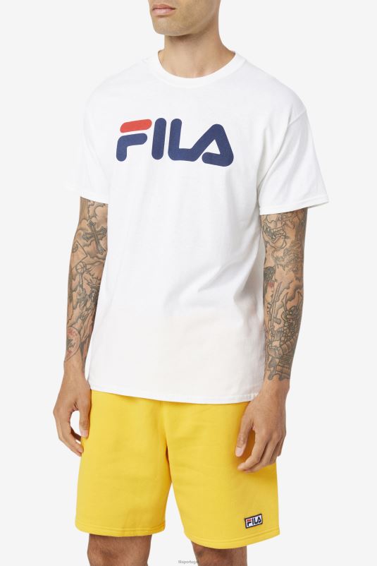 PPH0J269 branco/marinho/vermelho FILA camiseta masculina com logo fila branco/marinho/vermelho