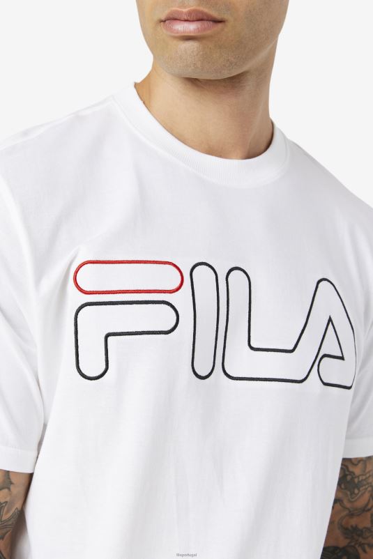 PPH0J278 branco/preto/vermelho FILA camiseta borough fila branco/preto/vermelho