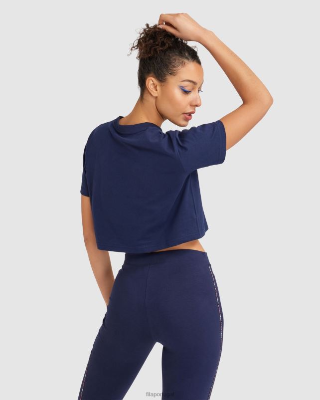 PPH0J2802 marinha FILA camiseta flora feminina azul marinho