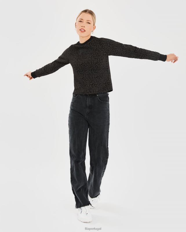 PPH0J2808 preto FILA fila crew volta feminino preto