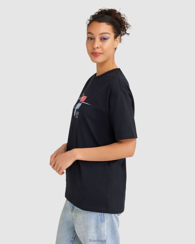 PPH0J2839 preto FILA camiseta fila cinzia feminina preta